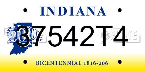 37542T4 Indiana License Plate