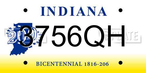 3756QH Indiana License Plate