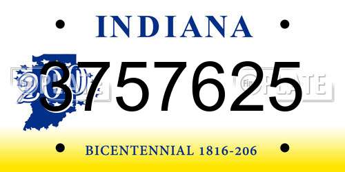 3757625 Indiana License Plate