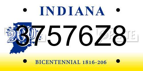 37576Z8 Indiana License Plate