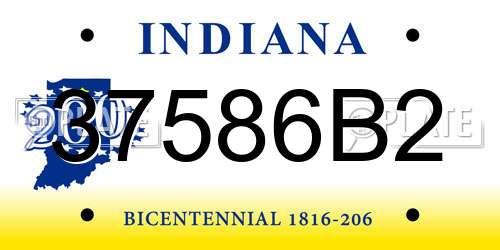 37586B2 Indiana License Plate
