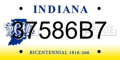 37586B7 Indiana License Plate