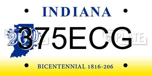 375ECG Indiana License Plate