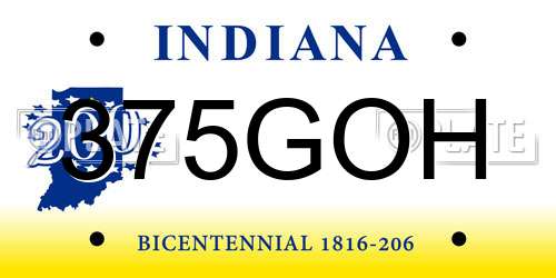 375GOH Indiana License Plate