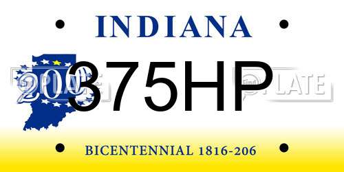 375HP Indiana License Plate