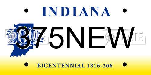 375NEW Indiana License Plate