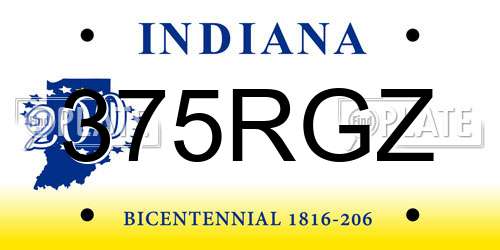 375RGZ Indiana License Plate