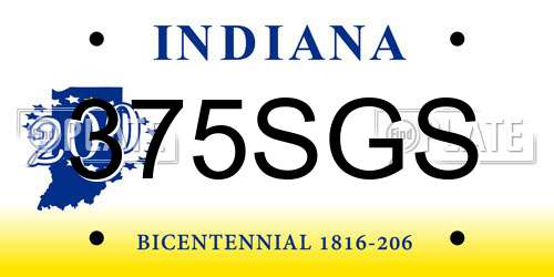 375SGS Indiana License Plate