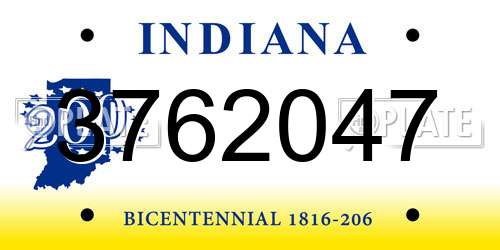 3762047 Indiana License Plate