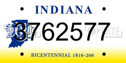3762577 Indiana License Plate