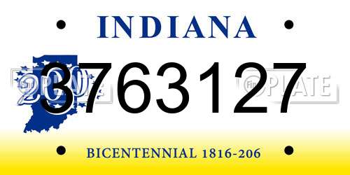 3763127 Indiana License Plate