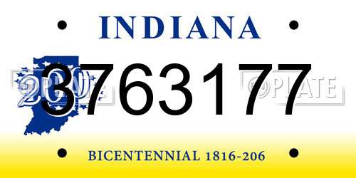 3763177 Indiana License Plate