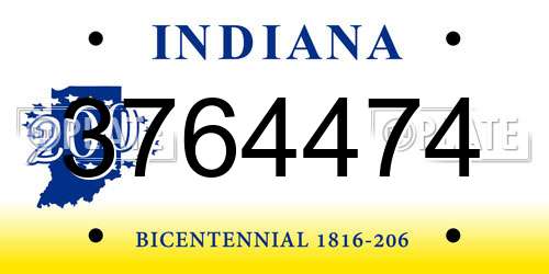 3764474 Indiana License Plate