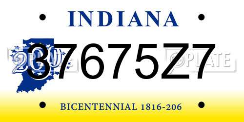 37675Z7 Indiana License Plate