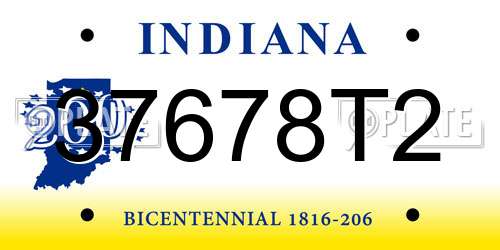 37678T2 Indiana License Plate