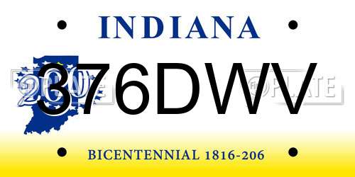 376DWV Indiana License Plate