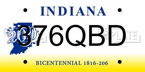 376QBD Indiana License Plate