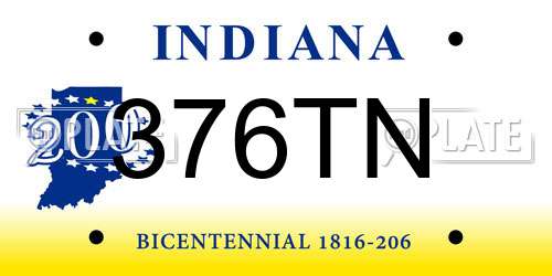 376TN Indiana License Plate
