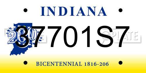 37701S7 Indiana License Plate