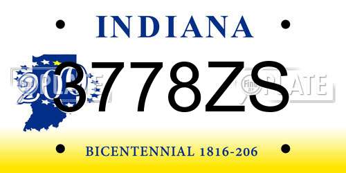 3778ZS Indiana License Plate