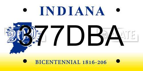 377DBA Indiana License Plate