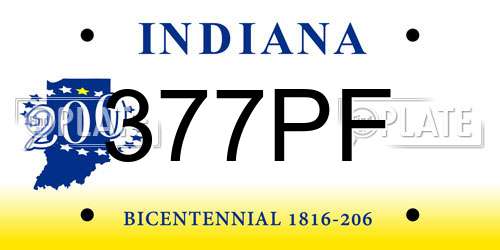 377PF Indiana License Plate