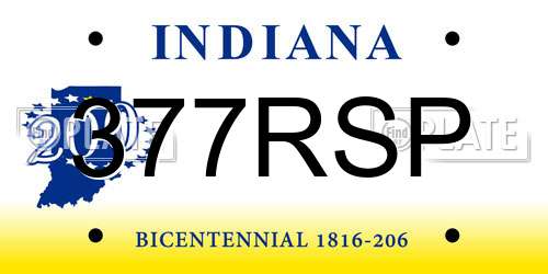 377RSP Indiana License Plate