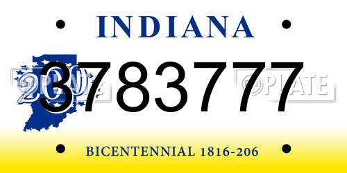 3783777 Indiana License Plate