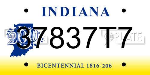 37837T7 Indiana License Plate