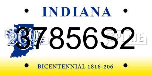 37856S2 Indiana License Plate