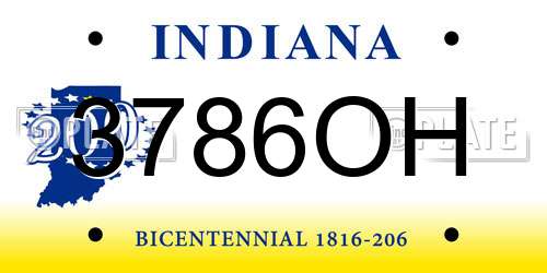 3786OH Indiana License Plate