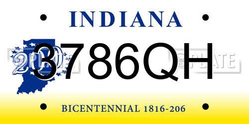 3786QH Indiana License Plate