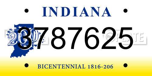 3787625 Indiana License Plate
