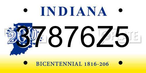 37876Z5 Indiana License Plate