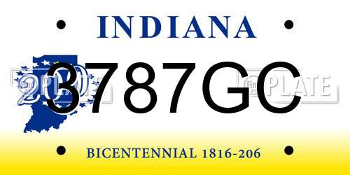 3787GC Indiana License Plate