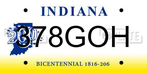 378GOH Indiana License Plate