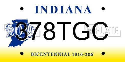 378TGC Indiana License Plate