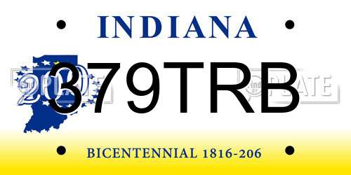 379TRB Indiana License Plate