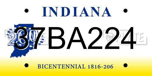 37BA224 Indiana License Plate