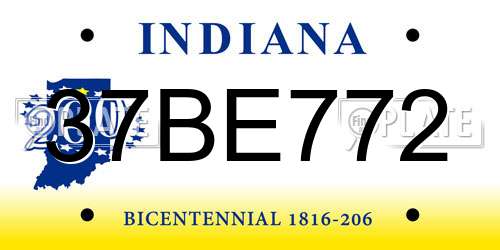 37BE772 Indiana License Plate