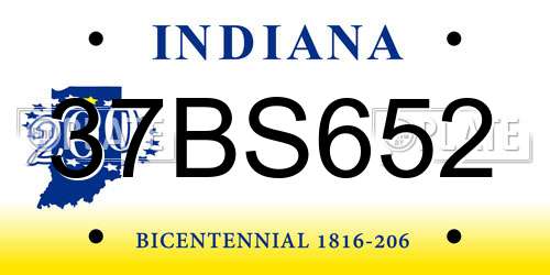 37BS652 Indiana License Plate