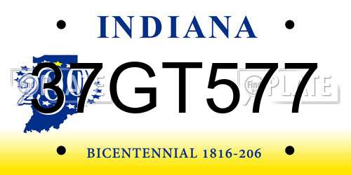 37GT577 Indiana License Plate