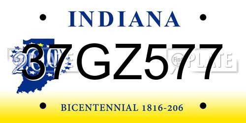 37GZ577 Indiana License Plate