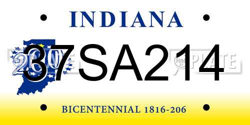 37SA214 Indiana License Plate