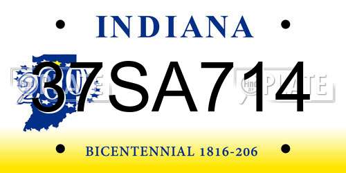 37SA714 Indiana License Plate