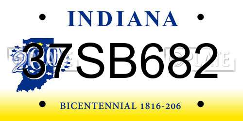 37SB682 Indiana License Plate