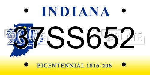 37SS652 Indiana License Plate