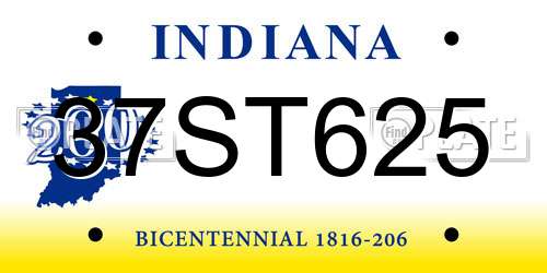 37ST625 Indiana License Plate