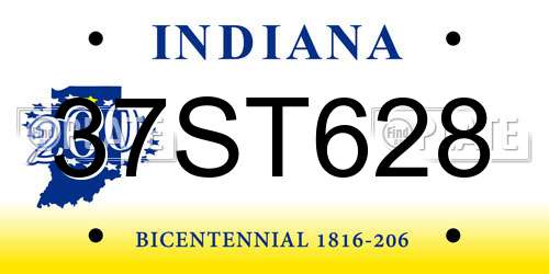 37ST628 Indiana License Plate