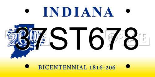37ST678 Indiana License Plate